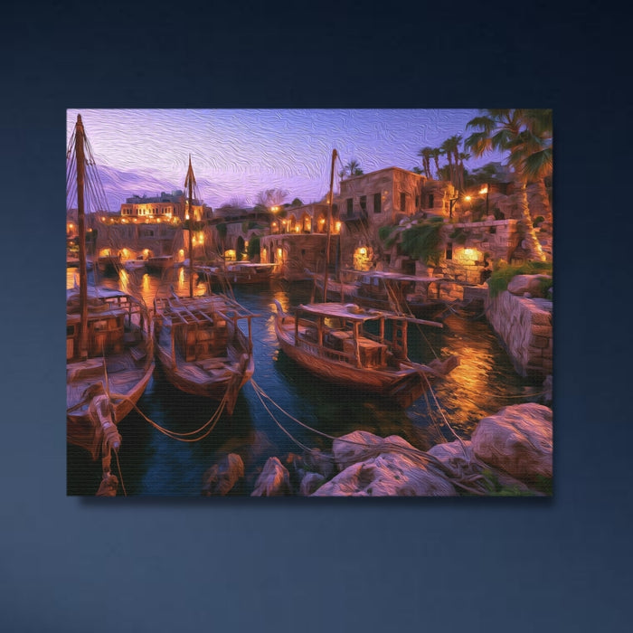 Byblos, Lebanon | Byblos Ancient Harbor at Dusk | Original Series Gallery Canvas