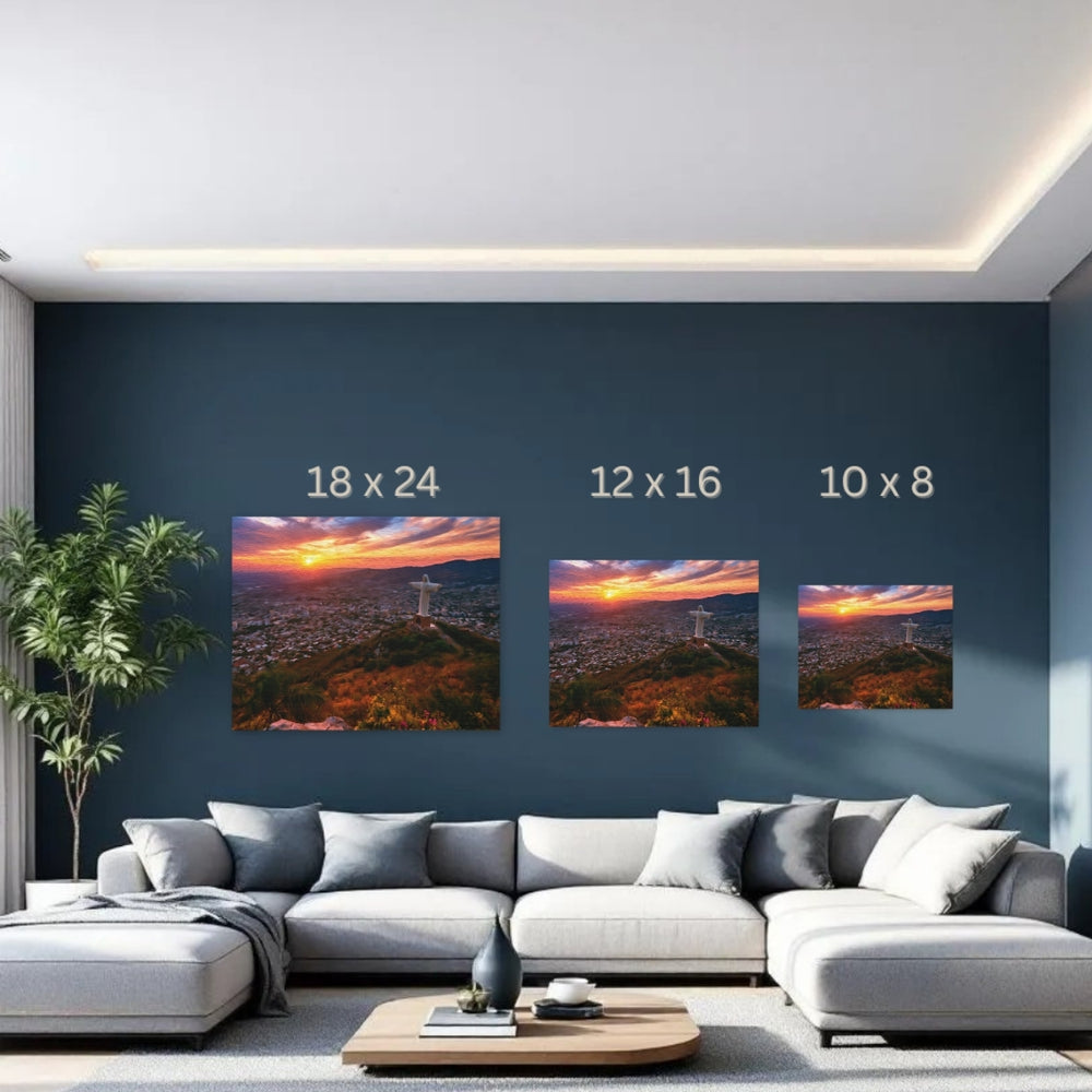 Cali, Colombia | Cristo Rey at Sunset | Original Series Gallery Canvas detail
