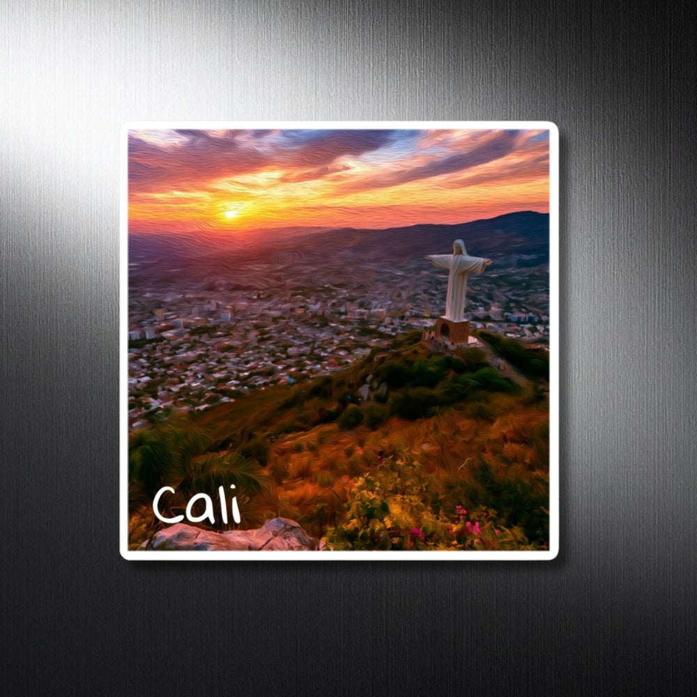Cali, Colombia | Cristo Rey at Sunset | Original Series Decorative Magnet