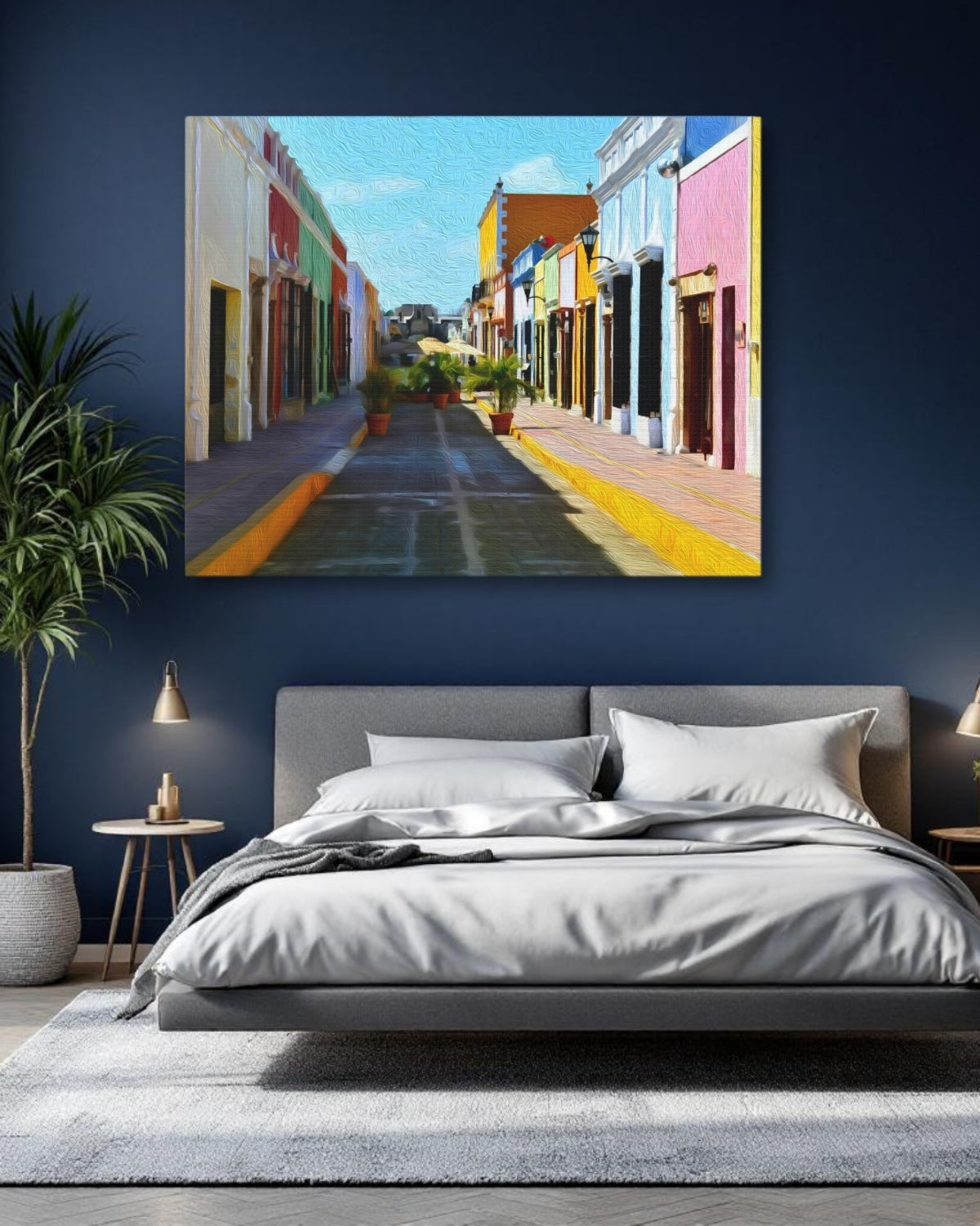 Colorful Colonial Street Scene — Campeche, Mexico, study 1
