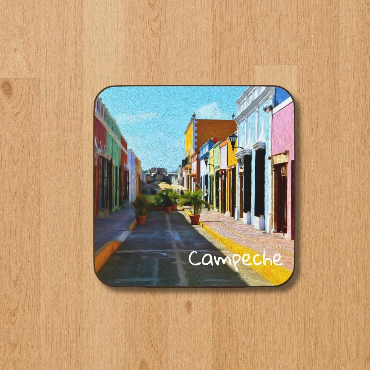 Colorful Colonial Street Scene — Campeche, Mexico, study 1