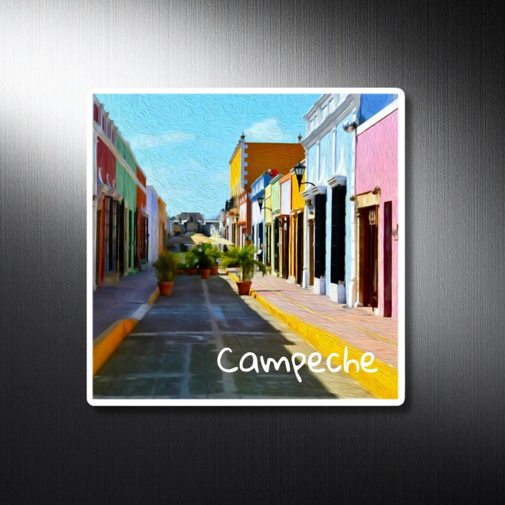 Campeche, Mexico | Colorful Colonial Street Scene | Original Series Decorative Magnet