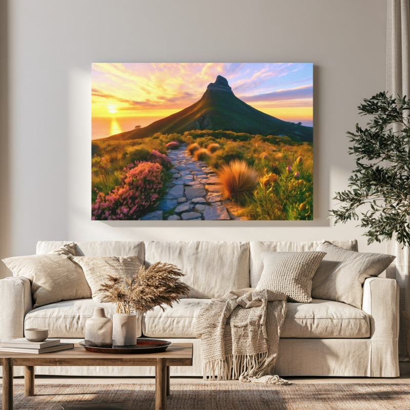 Lions Head Mountain Sunset in a room — Cape Town, South Africa