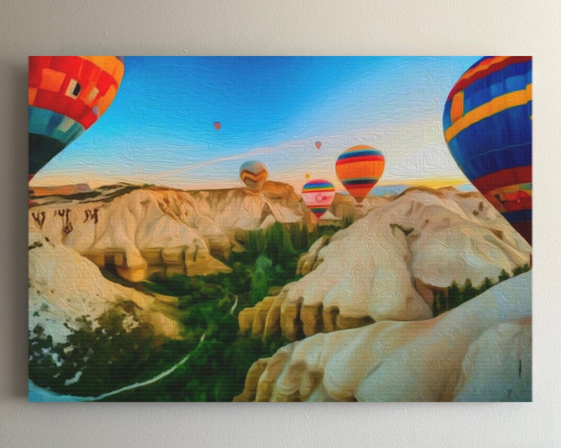 Hot Air Balloons Over Valleys — Cappadocia, Turkey