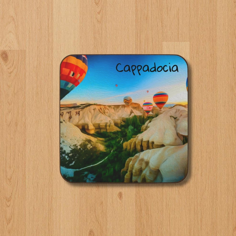 Cappadocia, Turkey | Hot Air Balloons Over Valleys | Original Series Hardboard Coaster