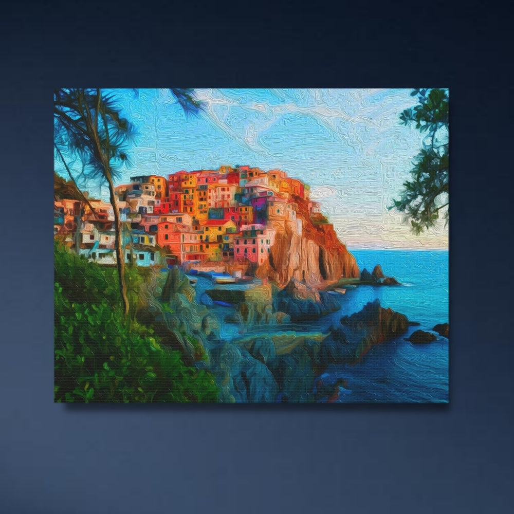 Capri, Italy | Clifftop Village by Sea | Original Series Gallery Canvas detail