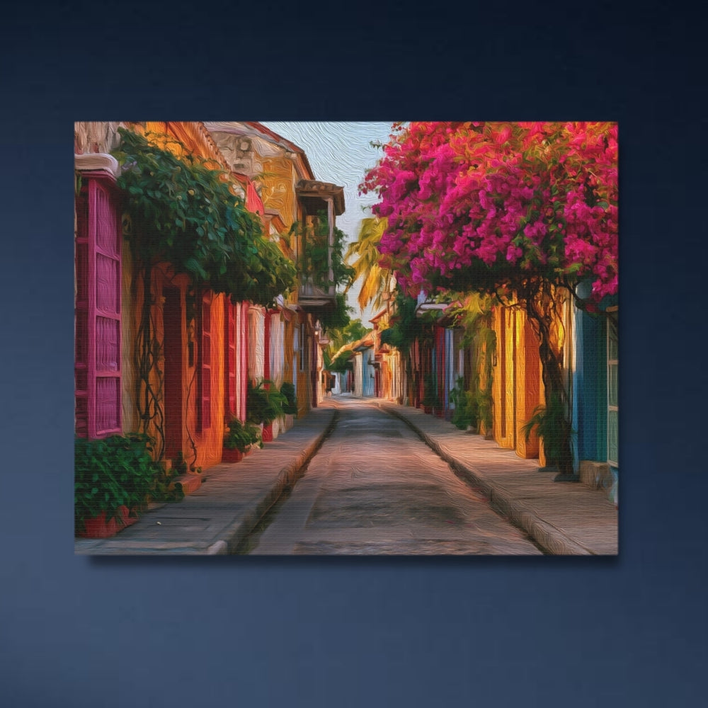 Cartagena Old Town, Colombia | Colorful Old Town Street | Original Series Gallery Canvas detail