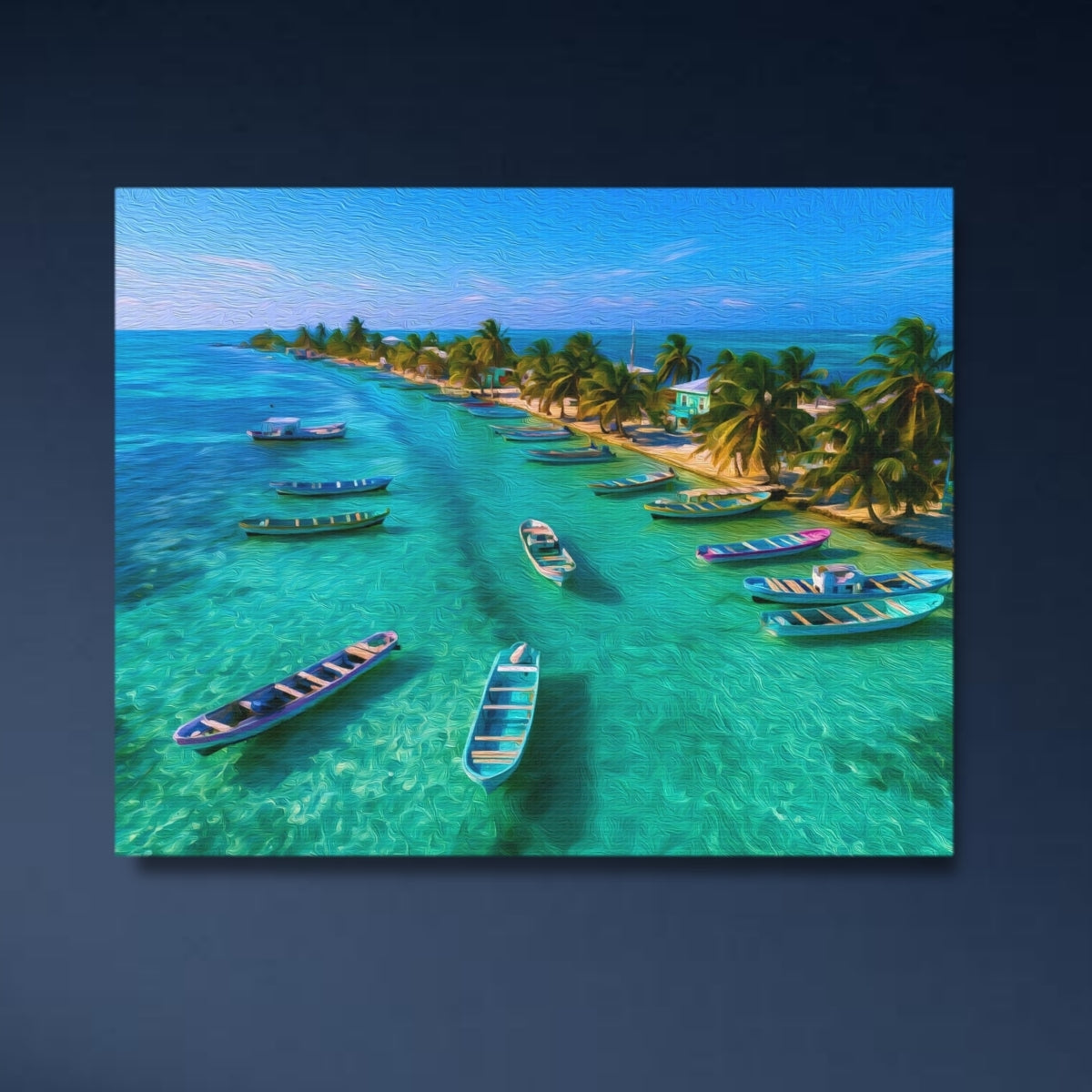 Tropical Island Boats Anchorage — Caye Caulker, Belize, close-up detail