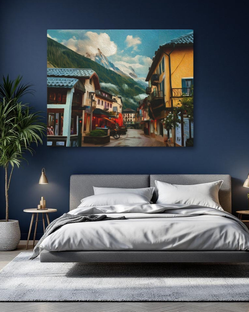 Chamonix, France | Alpine Village Street Scene | Original Series Gallery Canvas detail
