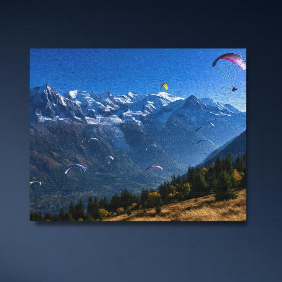 Mont Blanc Massif Paragliders — Chamonix, France, study 4