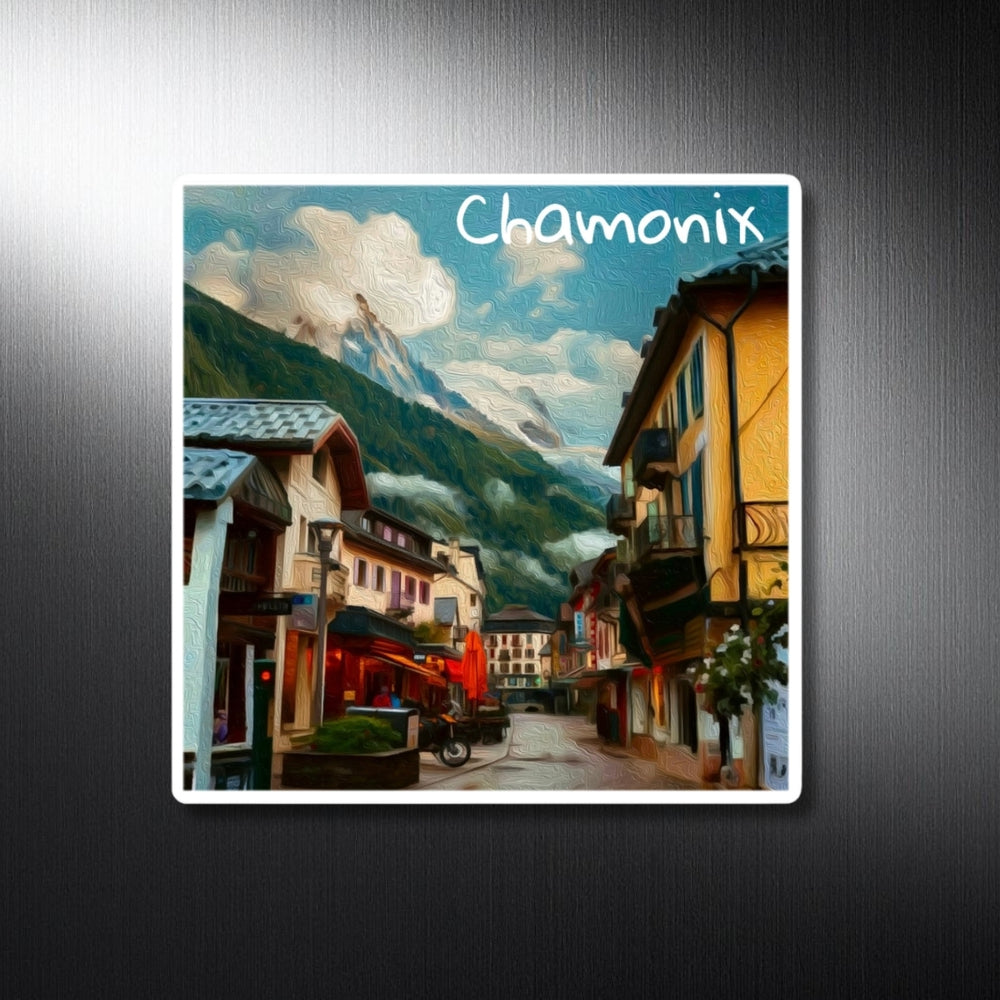 Chamonix, France | Alpine Village Street Scene | Original Series Decorative Magnet