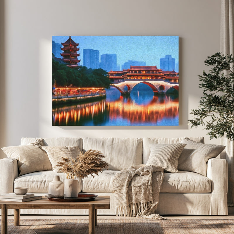 Anshun Bridge Chengdu Riverfront in a room — Chengdu, China