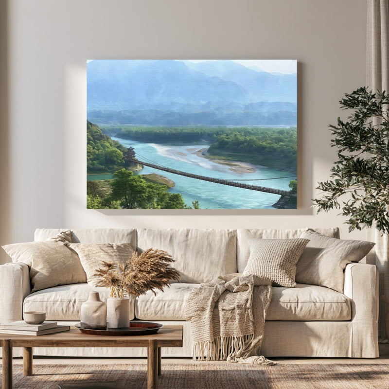 Dujiangyan Suspension Bridge River in a room — Chengdu, China