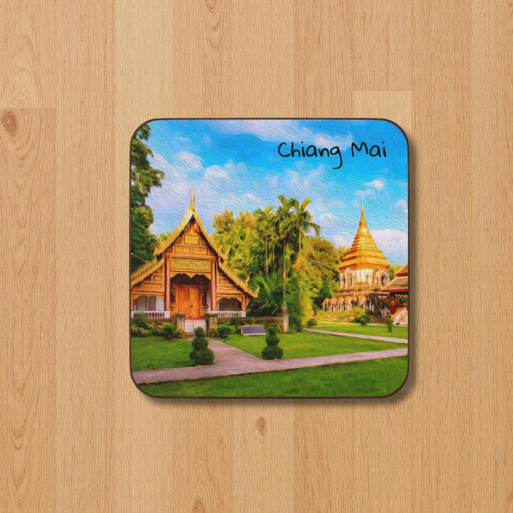 Chiang Mai, Thailand | Ancient Temple Complex Grounds | Original Series Hardboard Coaster