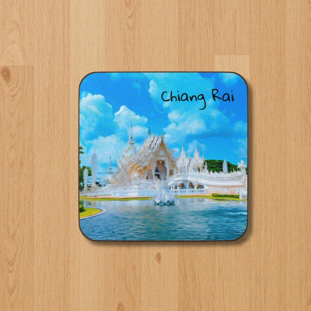 Chiang Rai, Thailand | White Temple Sacred Grounds | Original Series Hardboard Coaster