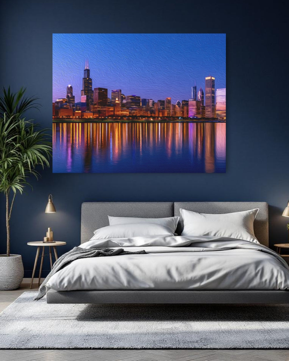 Chicago, Illinois | Chicago Skyline At Dusk | Original Series Gallery Canvas detail