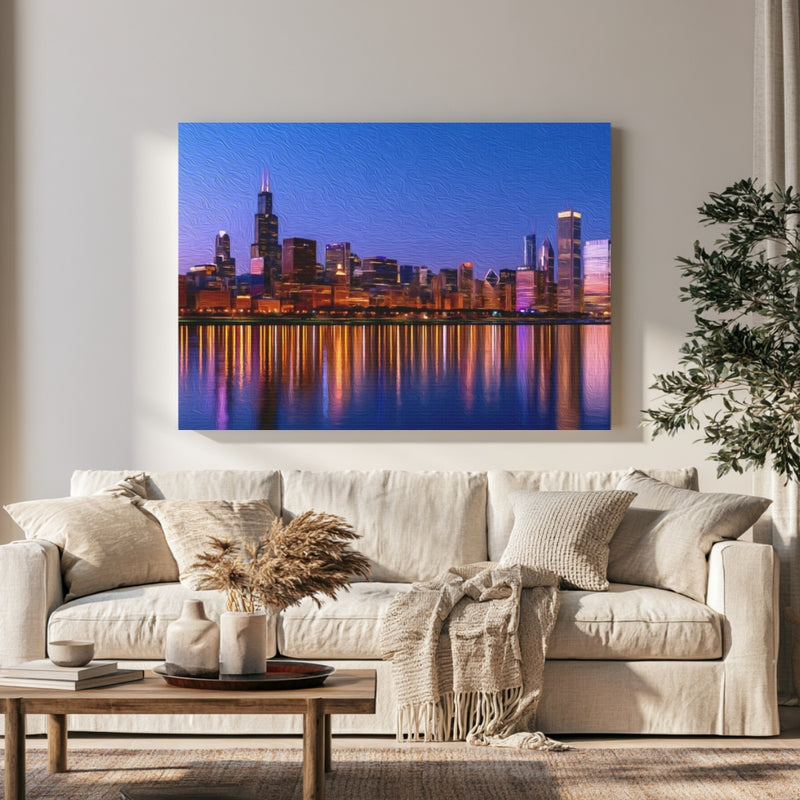 Chicago Lakefront Night Skyline — Chicago, Illinois, view 1