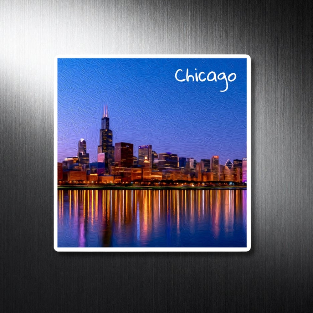 Chicago, Illinois | Chicago Skyline At Dusk | Original Series Decorative Magnet