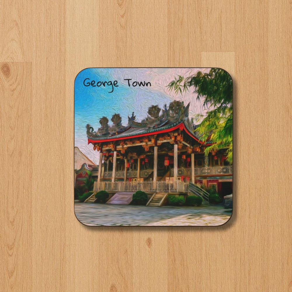 George Town, Malaysia | Traditional Chinese Temple Courtyard | Original Series Hardboard Coaster