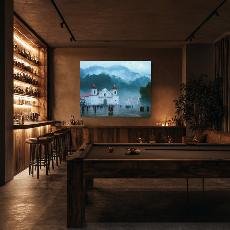 Misty Cathedral Plaza Scene — Cobán, Guatemala, view 7
