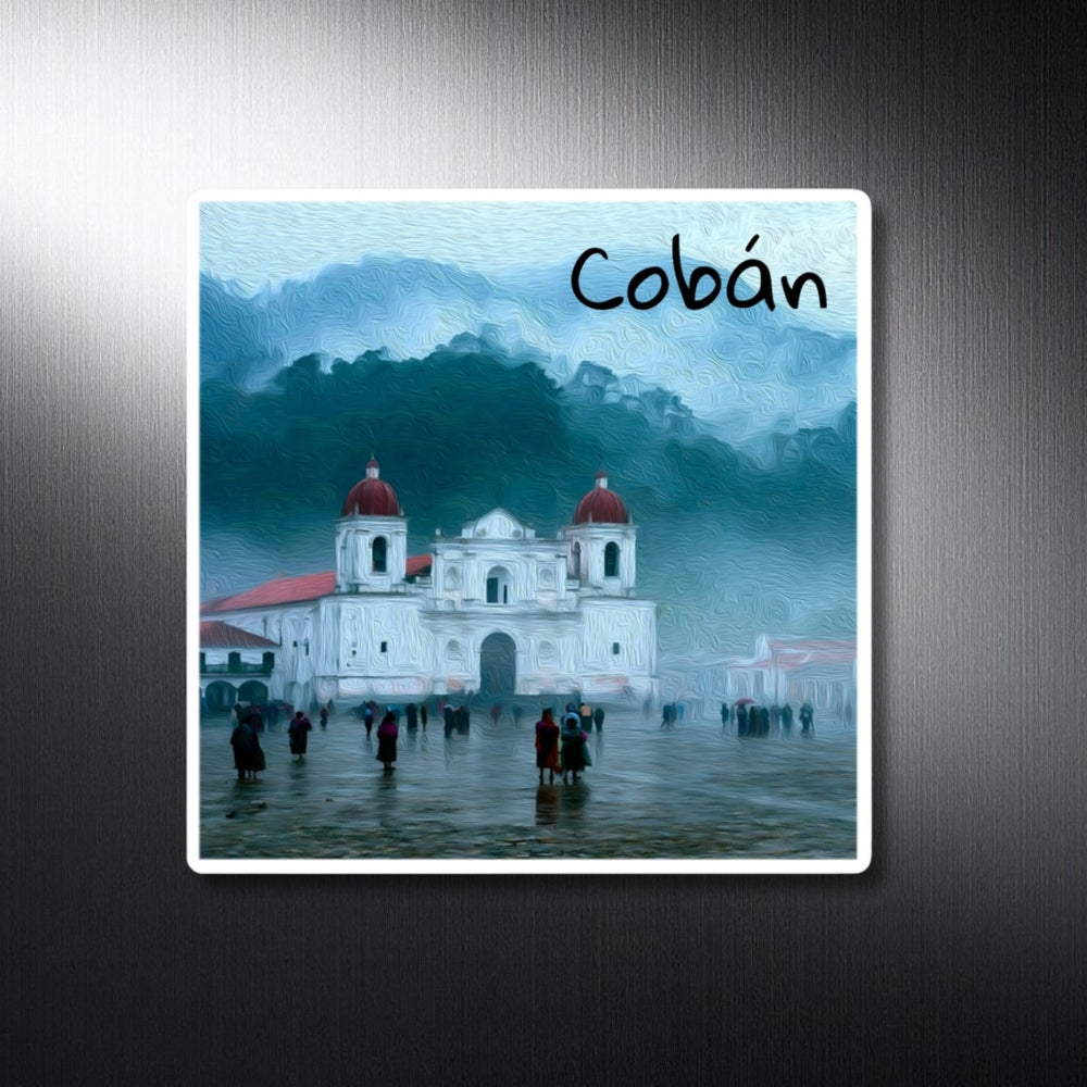 Cobán, Guatemala | Misty Cathedral Plaza Scene | Original Series Decorative Magnet
