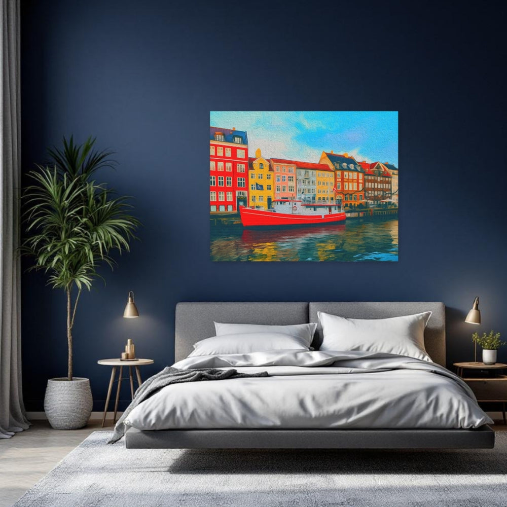 Copenhagen, Denmark | Nyhavn Canal Waterfront | Original Series Gallery Canvas detail