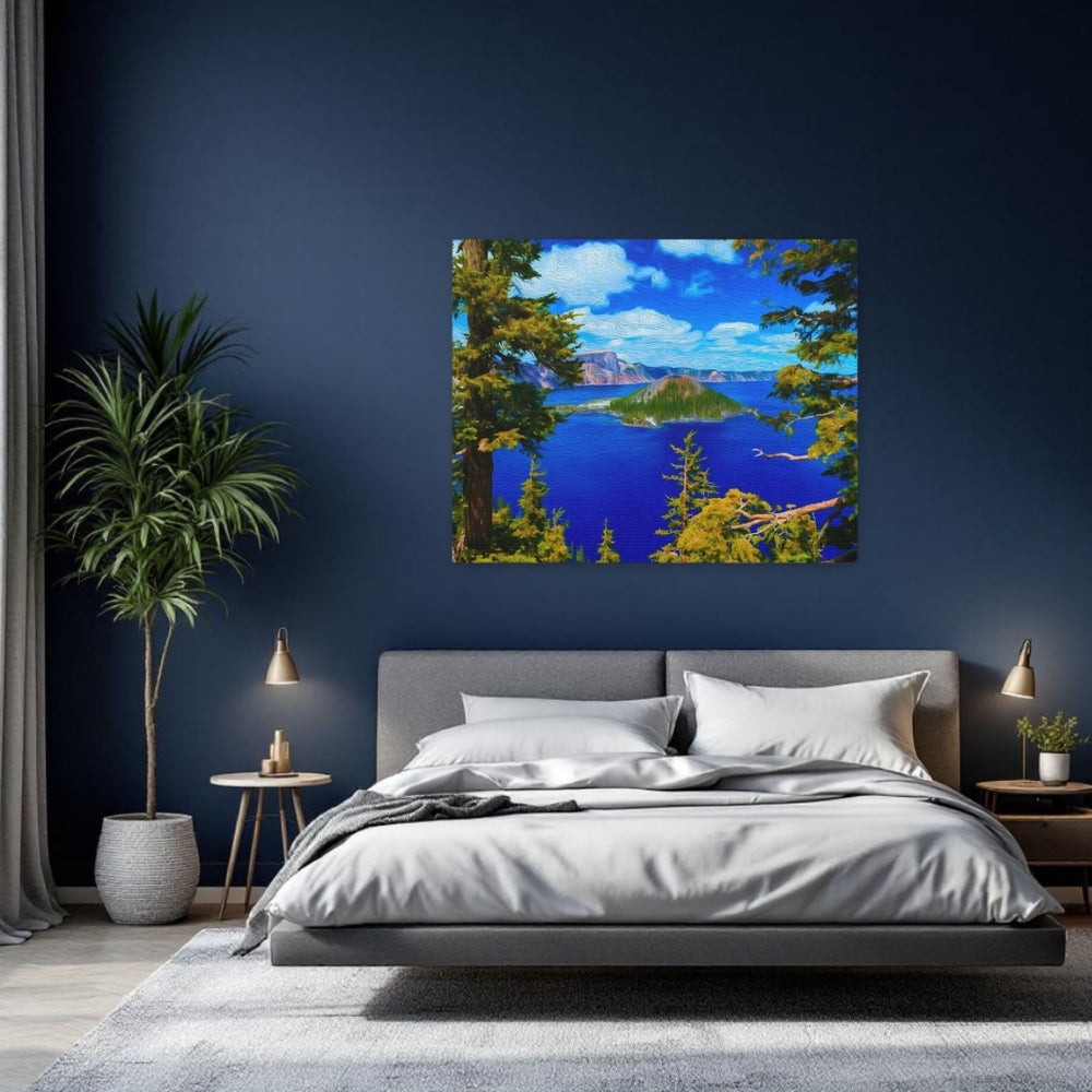Crater Lake, Oregon | Wizard Island Crater Lake | Original Series Gallery Canvas detail