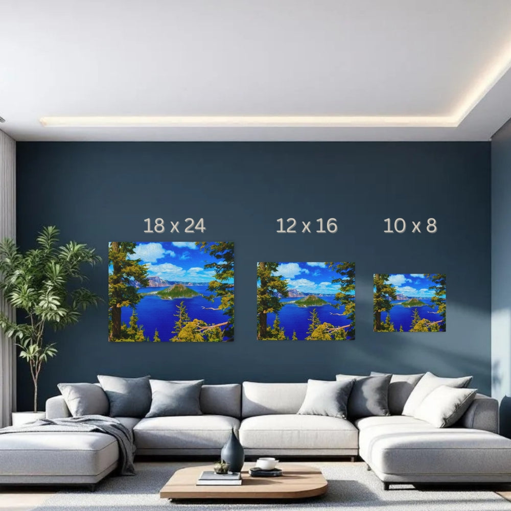 Crater Lake, Oregon | Wizard Island Crater Lake | Original Series Gallery Canvas detail