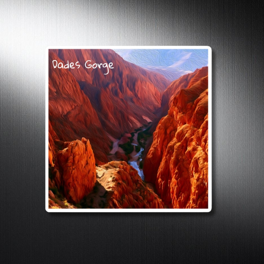 Dades Gorge, Morocco | Red Rock Canyon River | Original Series Decorative Magnet