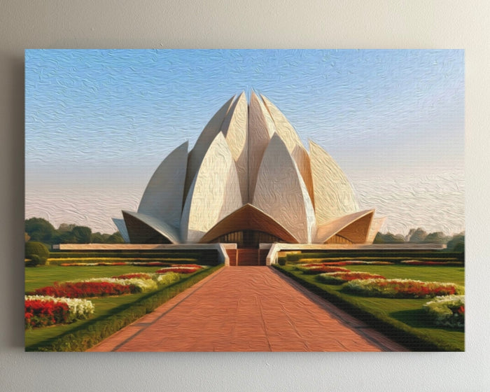 Delhi Lotus-Shaped Temple &mdash; Delhi watercolour canvas