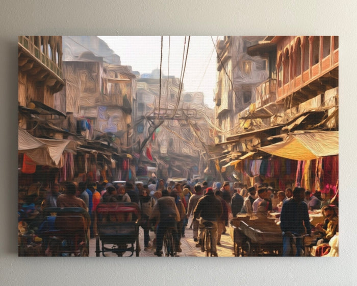 Chandni Chowk Bazaar Street &mdash; Delhi watercolour canvas