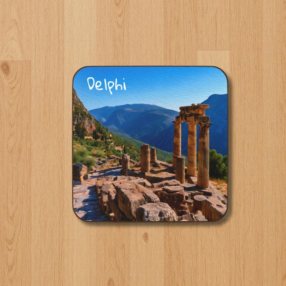 Delphi, Greece | Ancient Temple Ruins Mountains | Original Series Hardboard Coaster