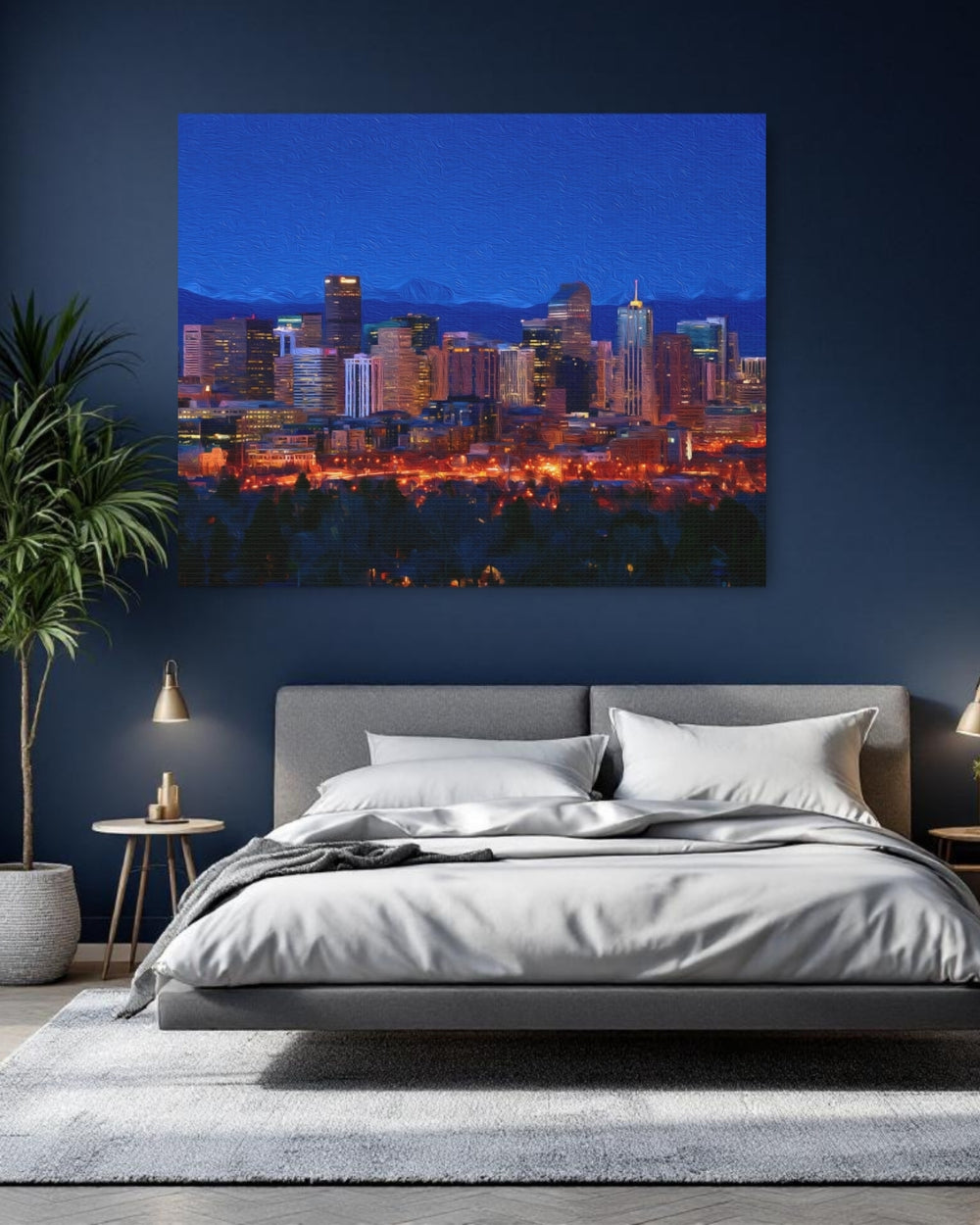 Denver, Colorado | Denver Night Skyline | Original Series Gallery Canvas detail