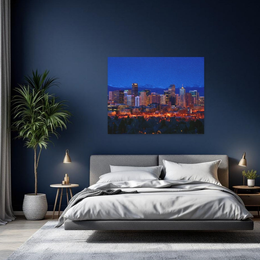 Denver, Colorado | Denver Night Skyline | Original Series Gallery Canvas detail