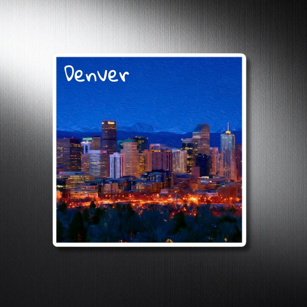 Denver, Colorado | Denver Night Skyline | Original Series Decorative Magnet