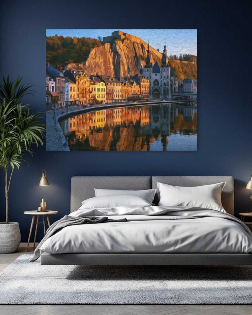 Dinant, Belgium | Meuse River Clifftop Reflection | Original Series Gallery Canvas detail