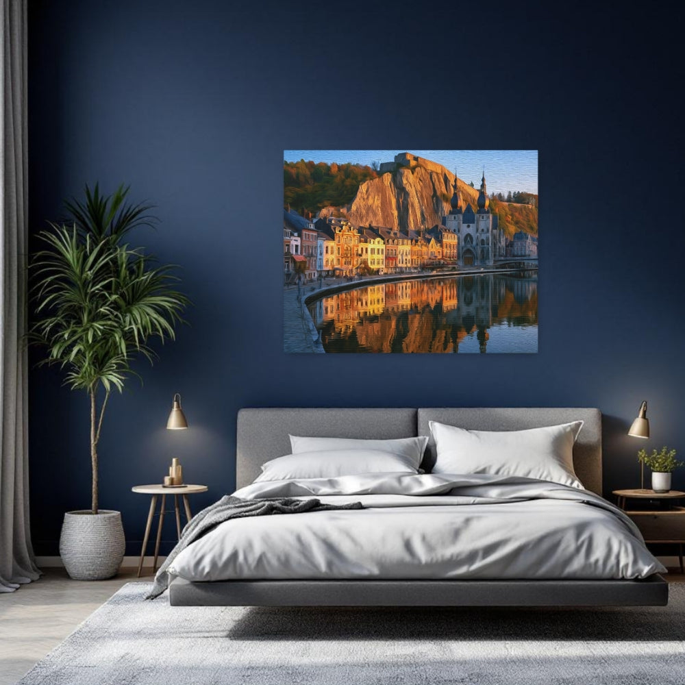 Dinant, Belgium | Meuse River Clifftop Reflection | Original Series Gallery Canvas detail