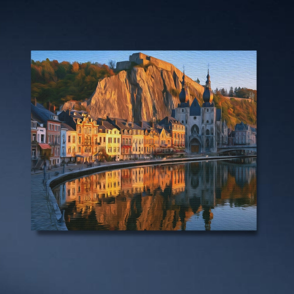 Dinant, Belgium | Meuse River Clifftop Reflection | Original Series Gallery Canvas detail