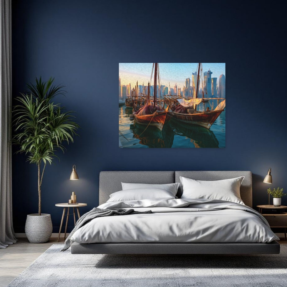 Doha, Qatar | Doha Corniche Dhow Harbour | Original Series Gallery Canvas detail