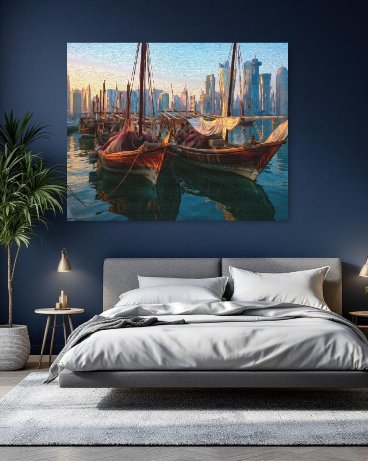 Doha, Qatar | Doha Corniche Dhow Harbour | Original Series Gallery Canvas detail
