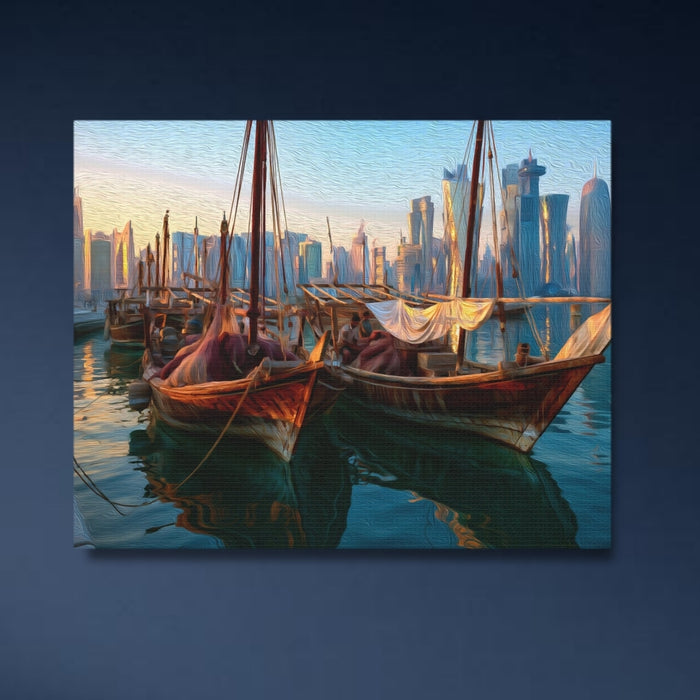 Doha, Qatar | Doha Corniche Dhow Harbour | Original Series Gallery Canvas