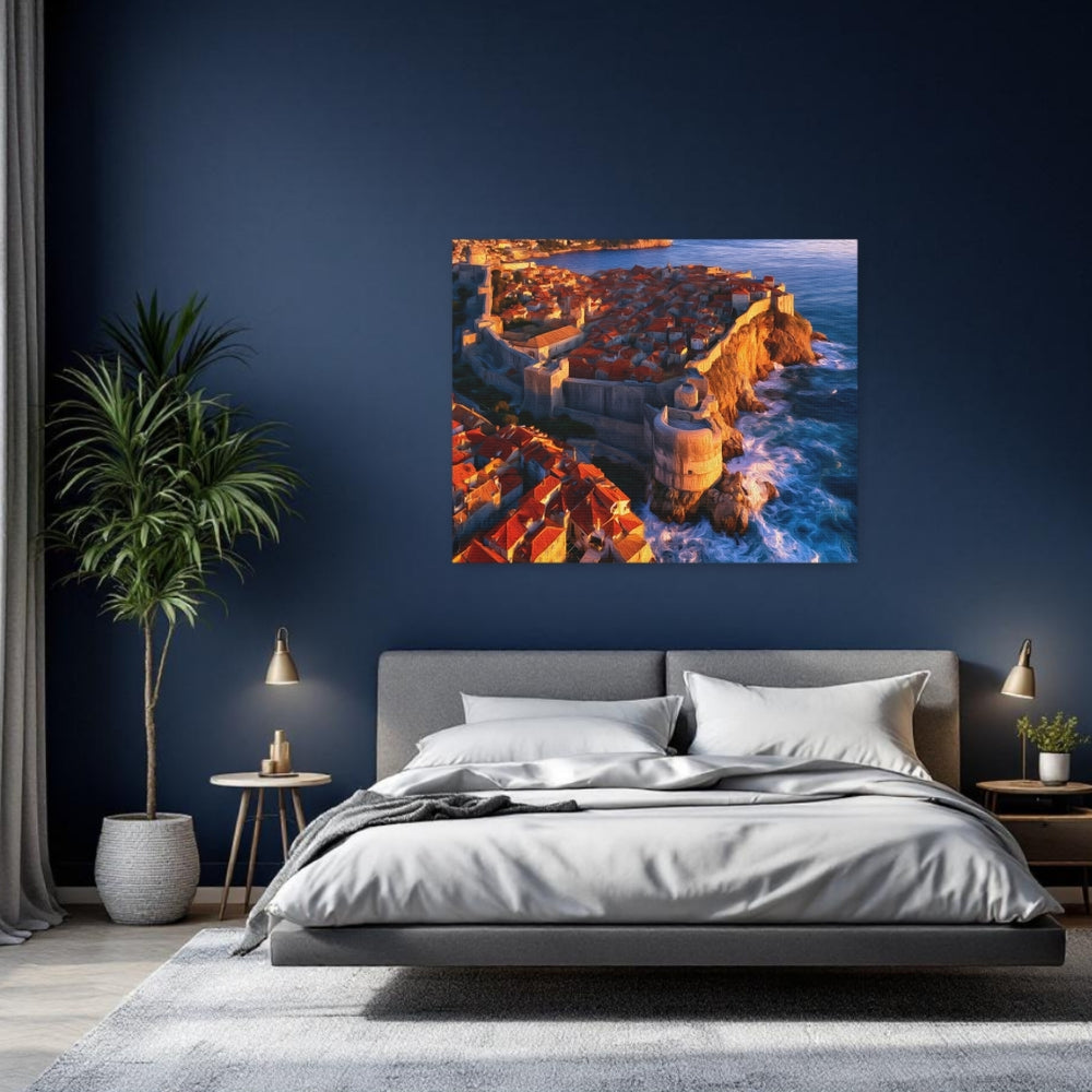 Dubrovnik City Walls, Croatia | Ancient Walls Meet Adriatic | Original Series Gallery Canvas detail
