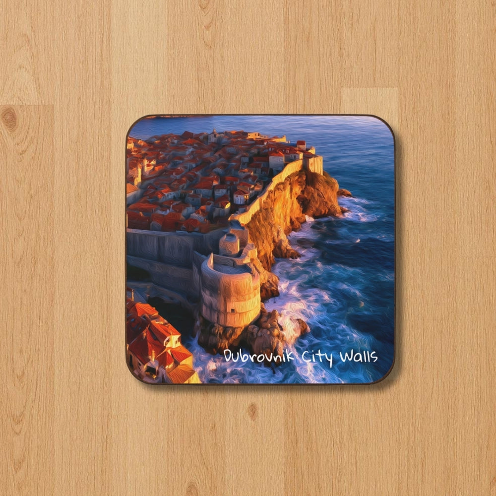 Dubrovnik City Walls, Croatia | Ancient Walls Meet Adriatic | Original Series Hardboard Coaster