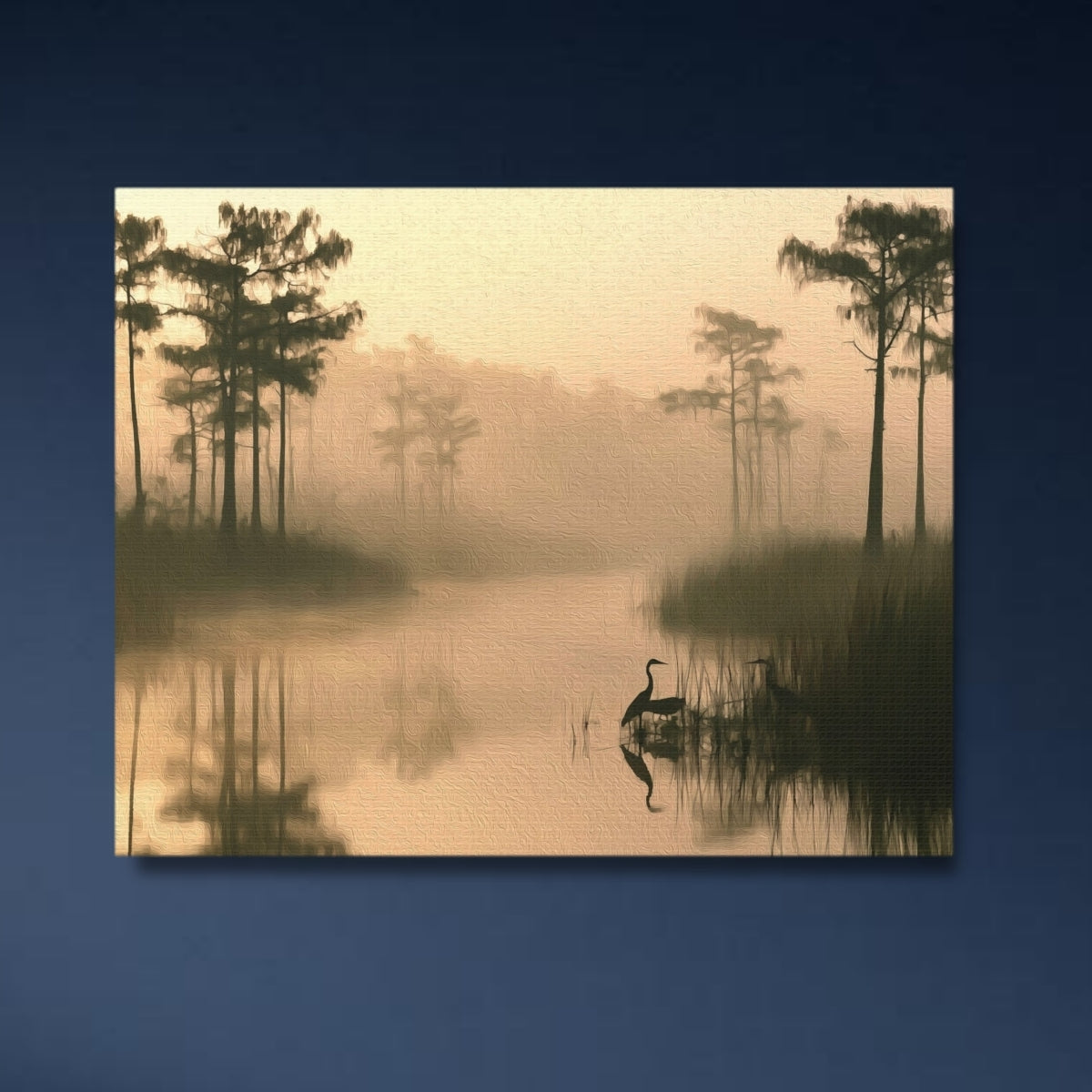 Misty Swamp Heron Dawn — Everglades National Park, Florida, close-up detail