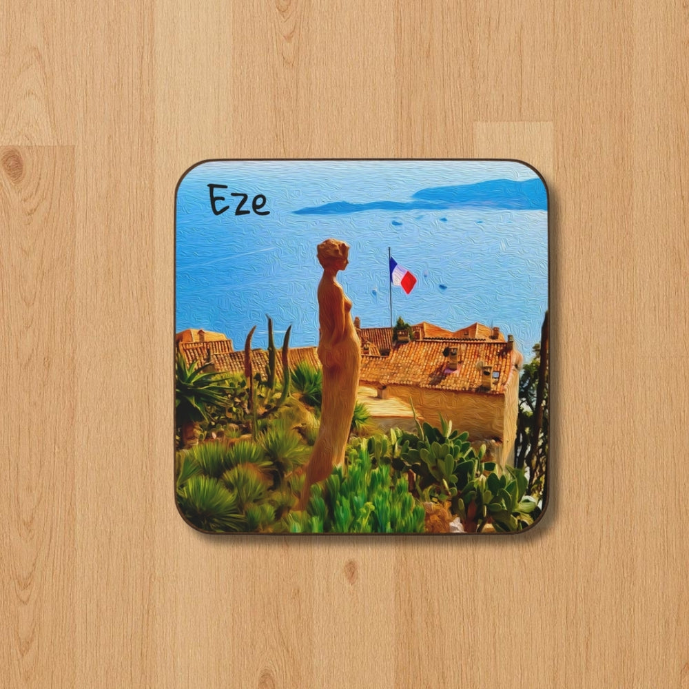 Eze, France | Hilltop Village Mediterranean View | Original Series Hardboard Coaster