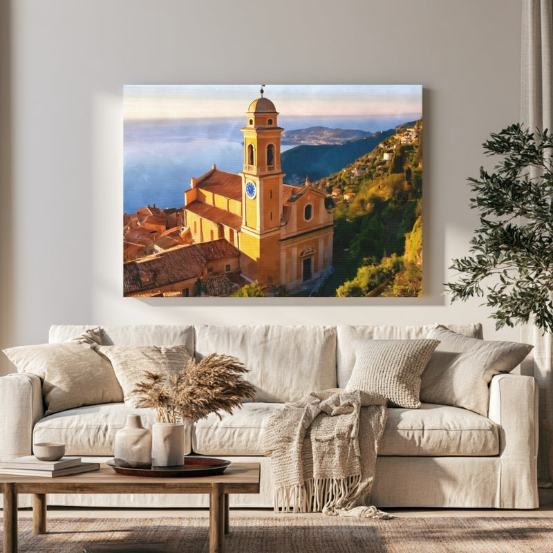 Eze Church Clock Tower in a room — Eze, France