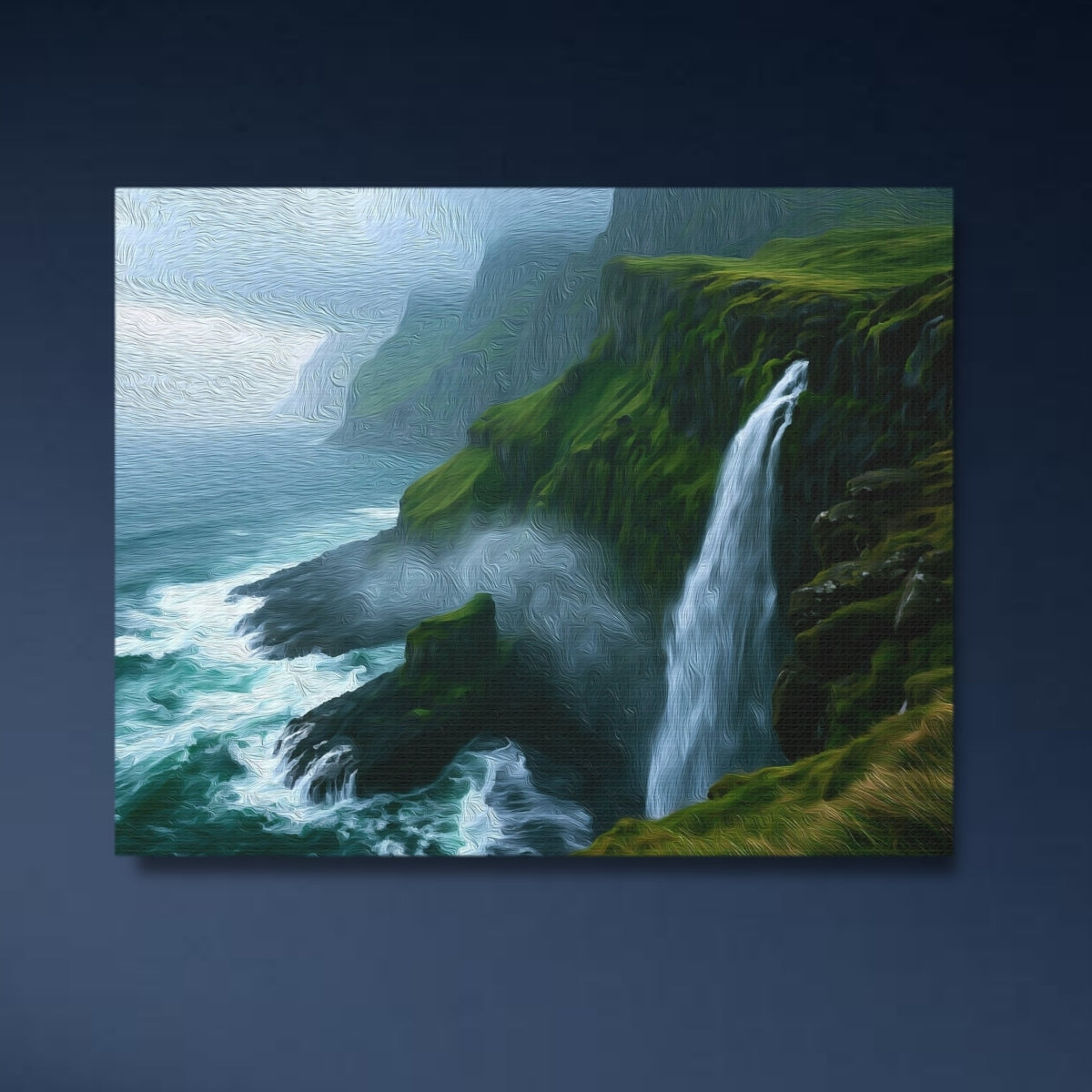 Mulafossur Waterfall Coastal Cliffs — Faroe Islands, Denmark Study No. 4