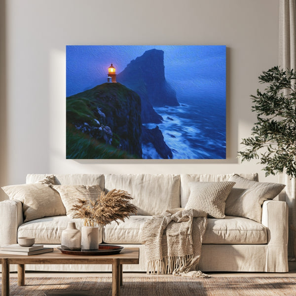 Faroe Islands, Denmark | Kallur Lighthouse Faroe Islands | Original Series Gallery Canvas