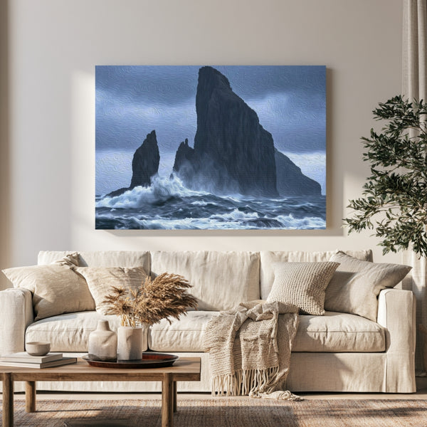 Faroe Islands, Denmark | Risin og Kellingin Sea Stacks | Original Series Gallery Canvas
