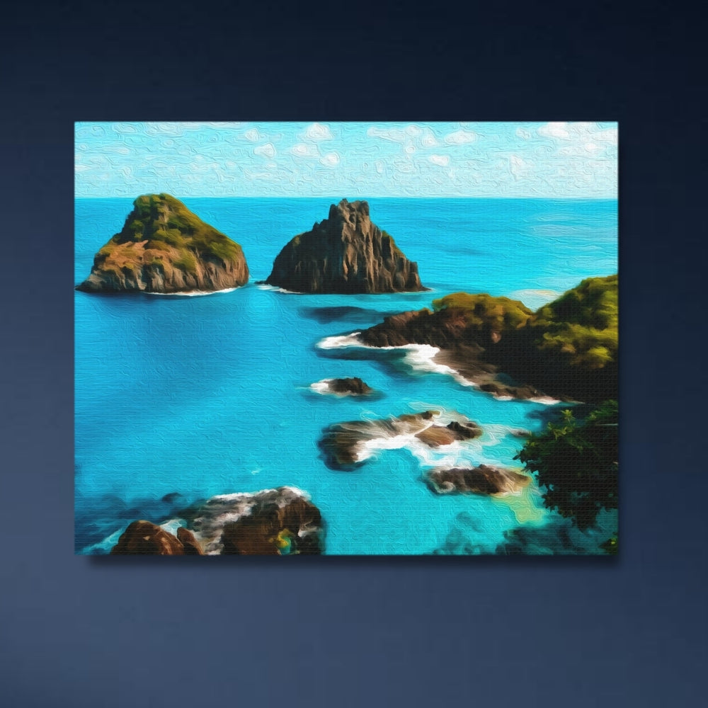 Fernando de Noronha, Brazil | Twin Rocks Turquoise Bay | Original Series Gallery Canvas detail